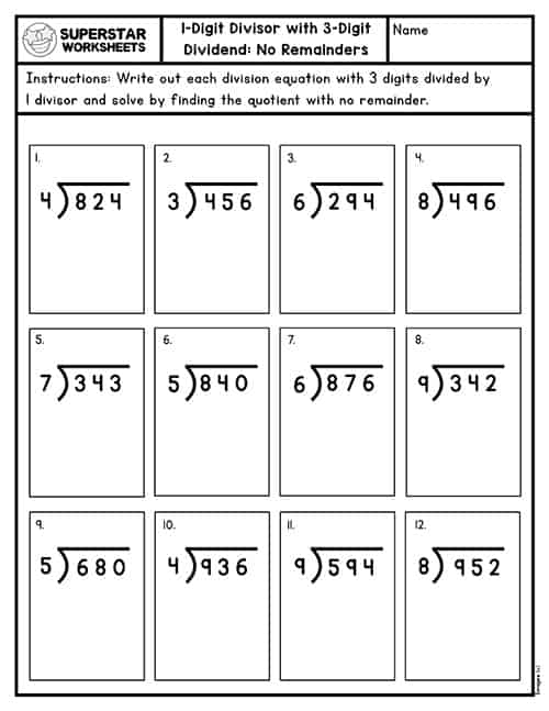 printable long division worksheet