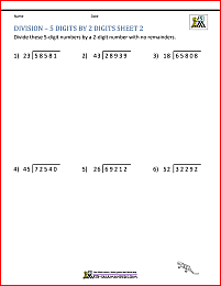 Long Division Worksheets for 5th Grade