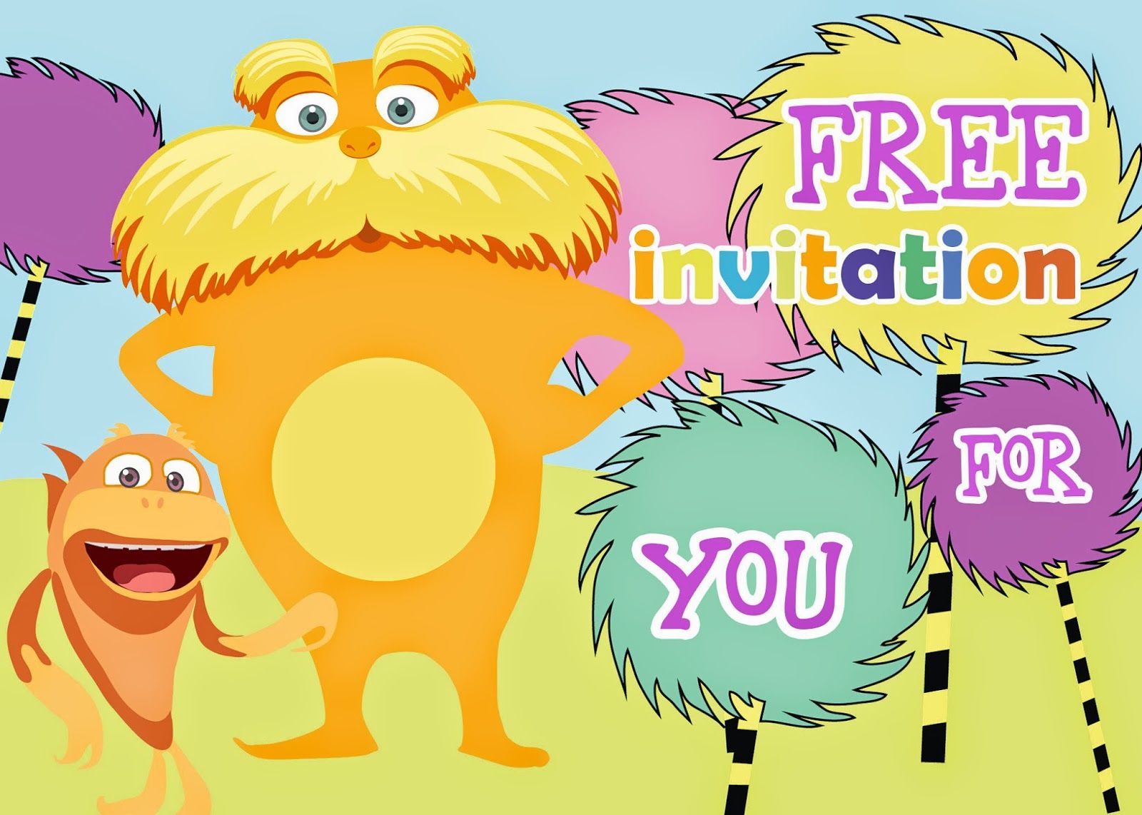 Lorax party FREE Birthday invitation.