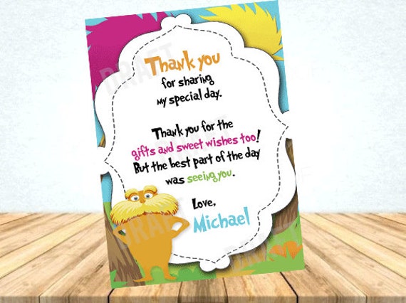 Lorax Printable Digital Thank You Tag   Australia