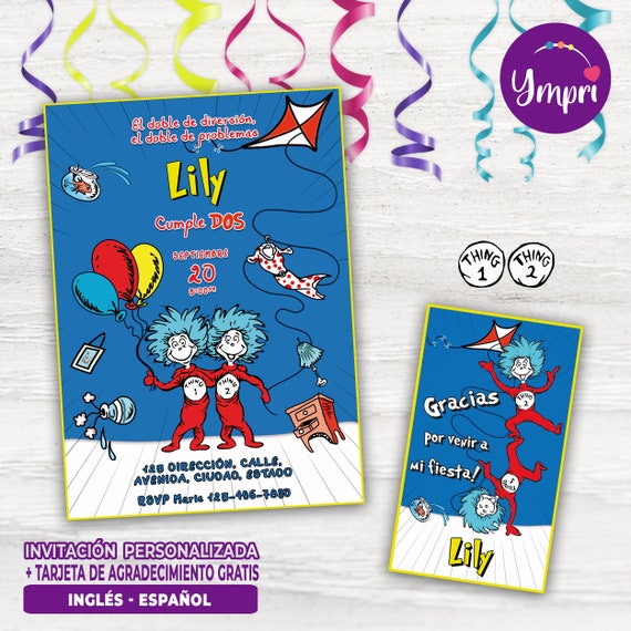 Personalized Printable Invitation for Birthday Thing 1 and Thing 2 ...