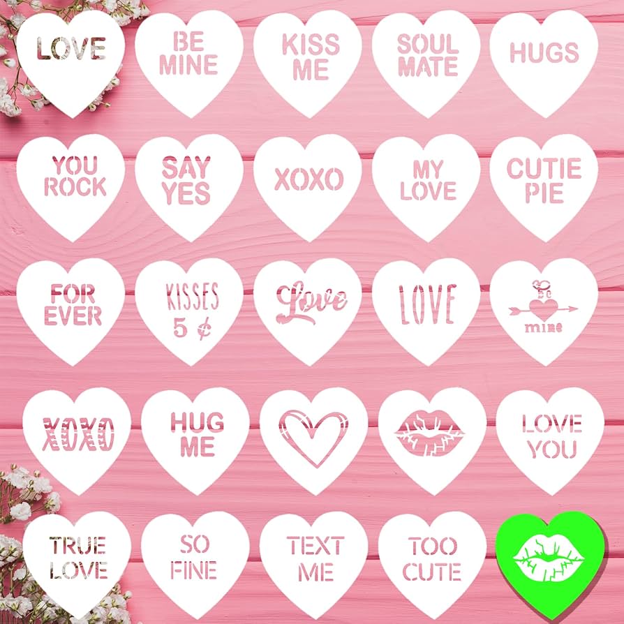 Pack of 24 Conversation Heart Stencils, Valentines Day Cookie Stencils,  Love Sayings, Holiday Stencils, Happy Valentine Day Stencils for Royal  Icing, ...