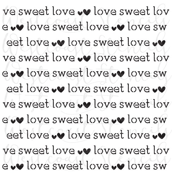 Love Sweet Love Background Stencil, Valentines Day, Valentine ...