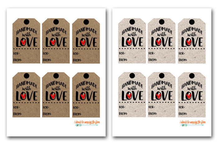 Free Printable Handmade With Love Tags | i should be mopping the floor