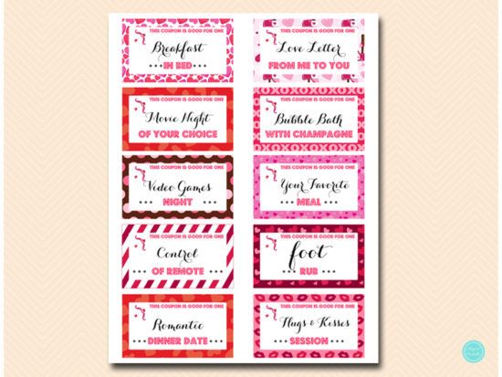 Printable Love Coupons for Him or Her - Printabell