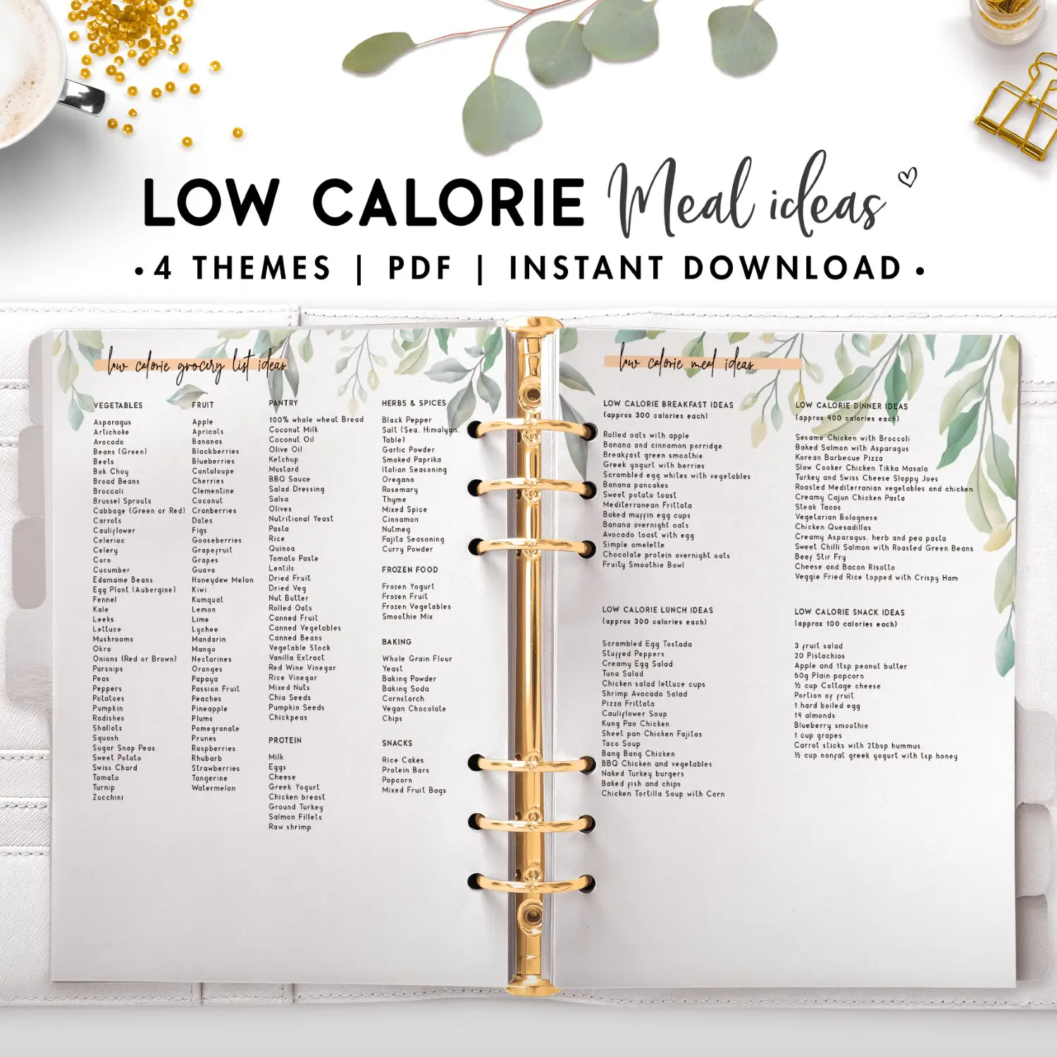 Low Calorie Grocery List &  Meal Ideas - World of Printables