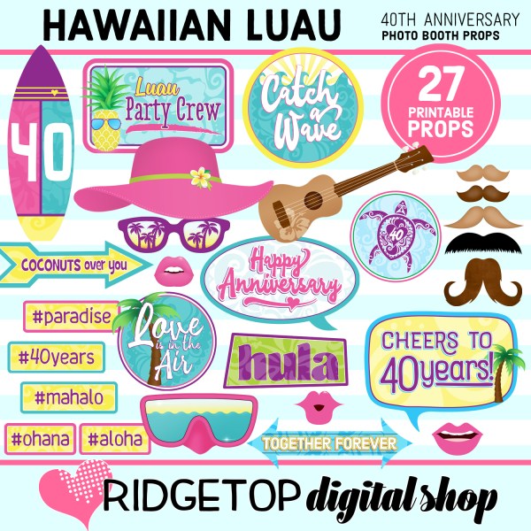 printable luau photo booth props