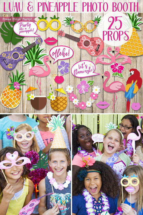 printable luau photo booth props