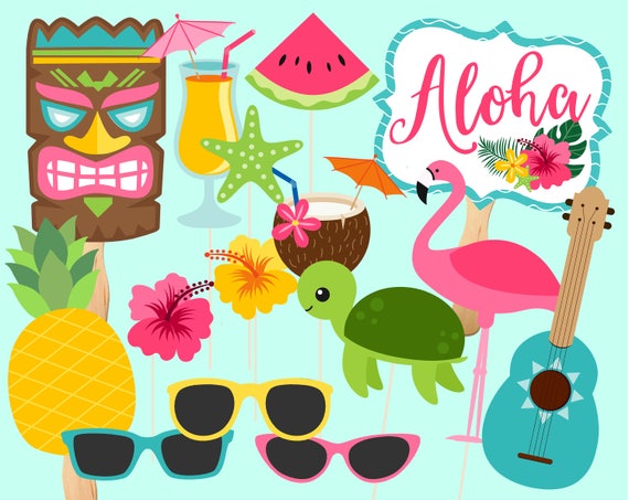 Printable Luau Party Photo Props. Instant Digital Dowload. Photo ...