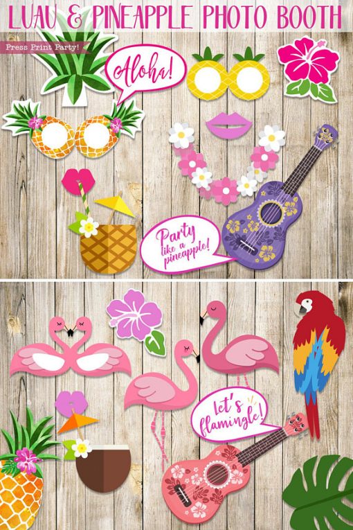 printable luau photo booth props