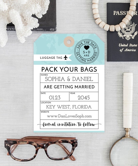 Save the Date, Luggage Tag Save the Date Template, Printable Save ...