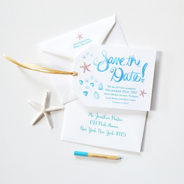 Sea Glass Luggage Tag Save The Dates