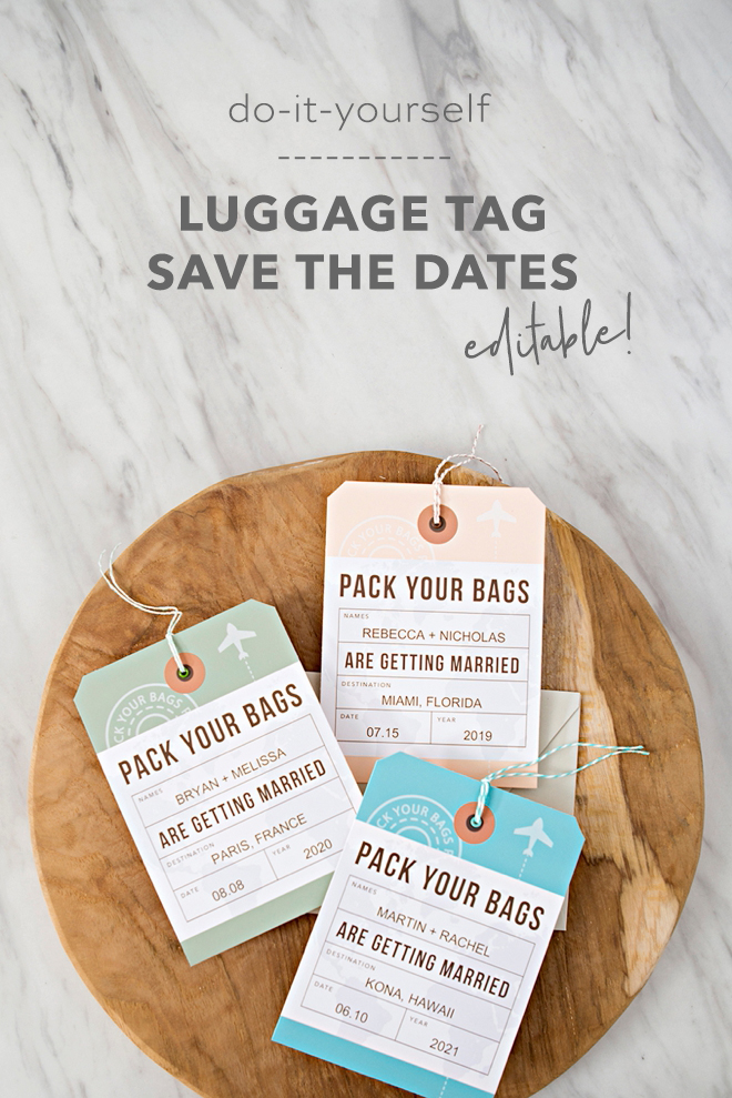 printable luggage tag save the date