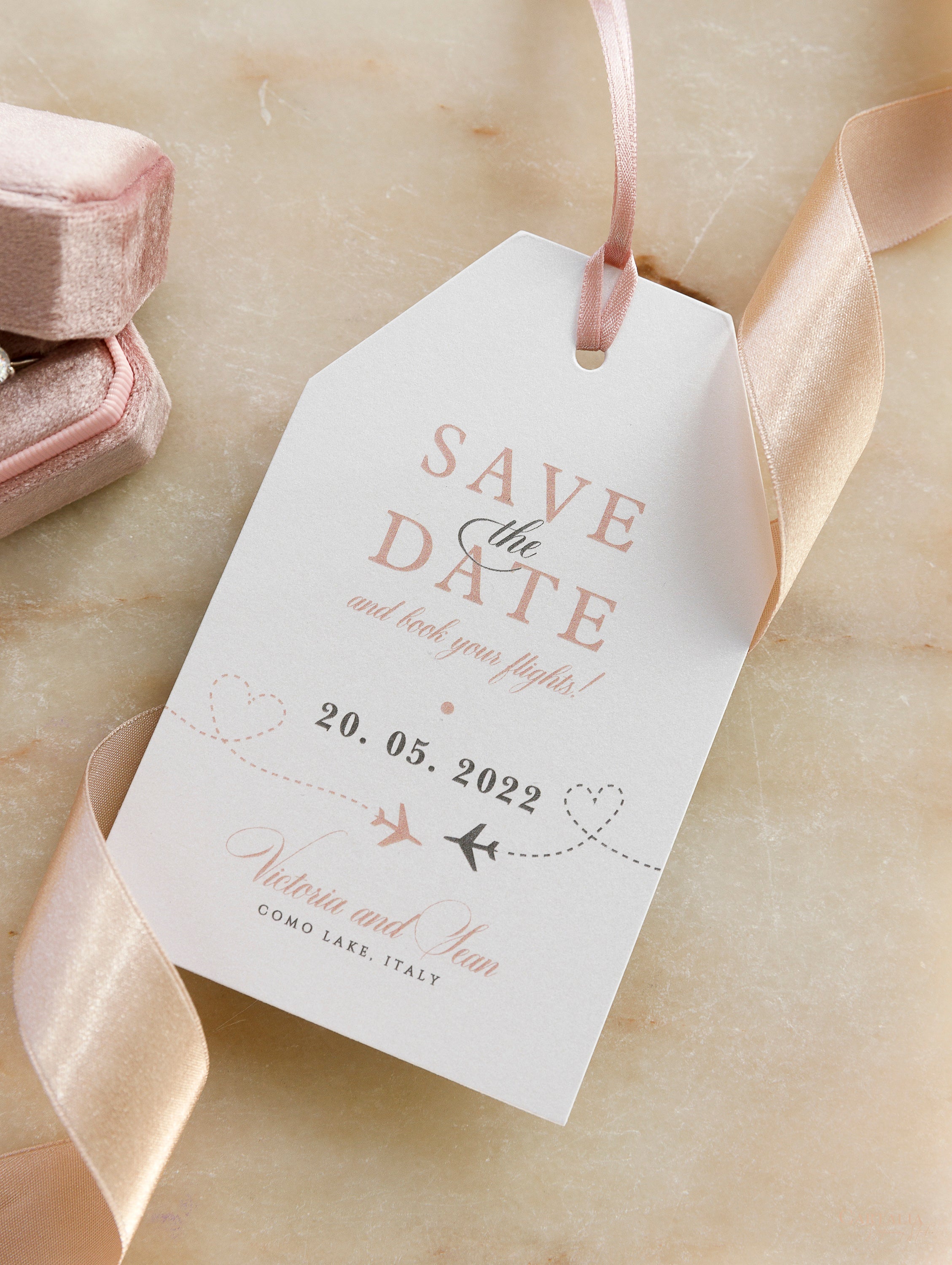 printable luggage tag save the date