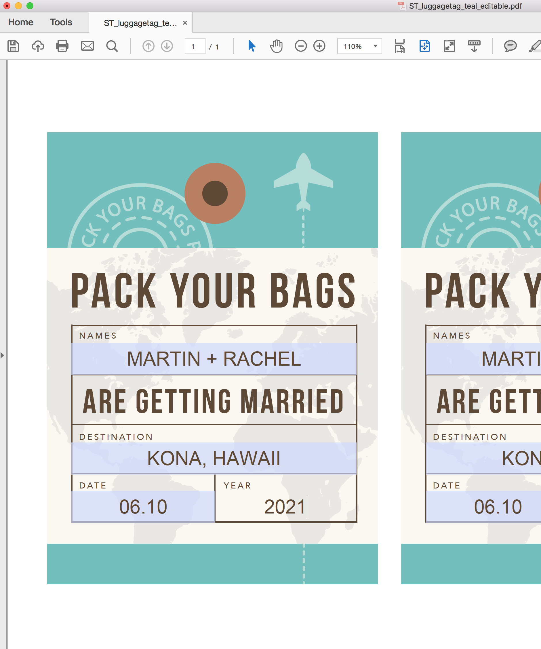 Luggage Tag Save The Date Invitations, Editable