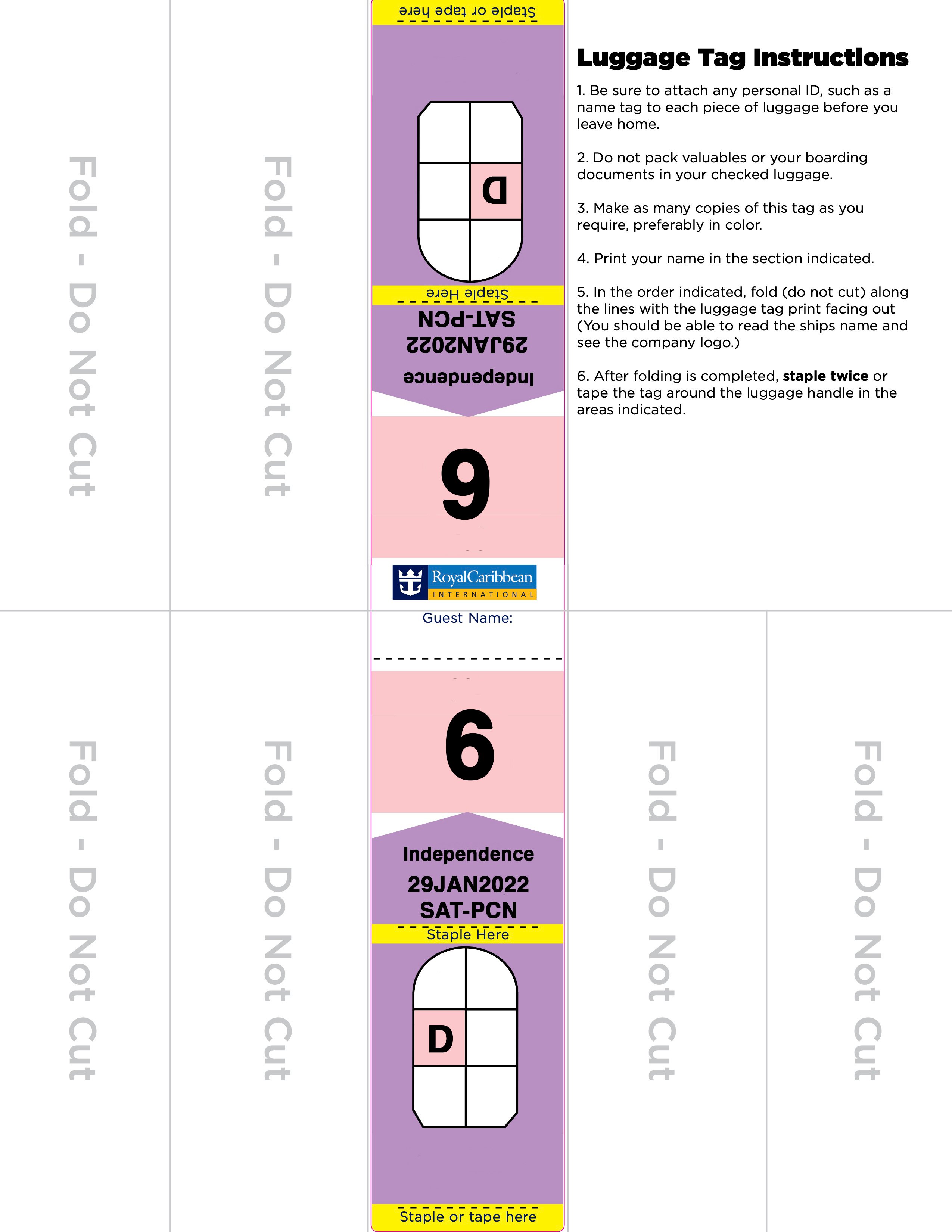 printable luggage tags royal caribbean