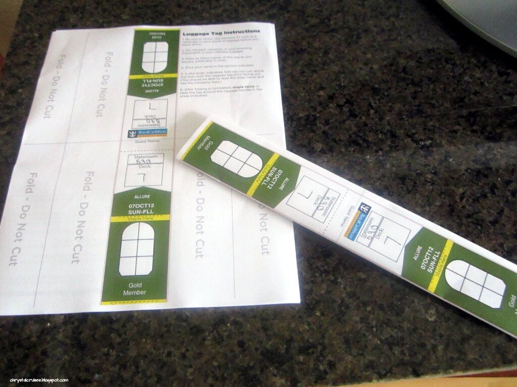 printable luggage tags royal caribbean