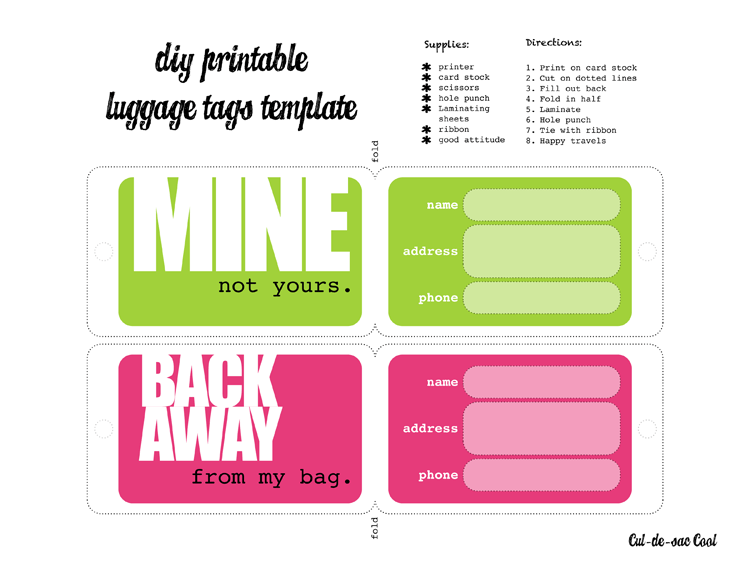 printable luggage tags template