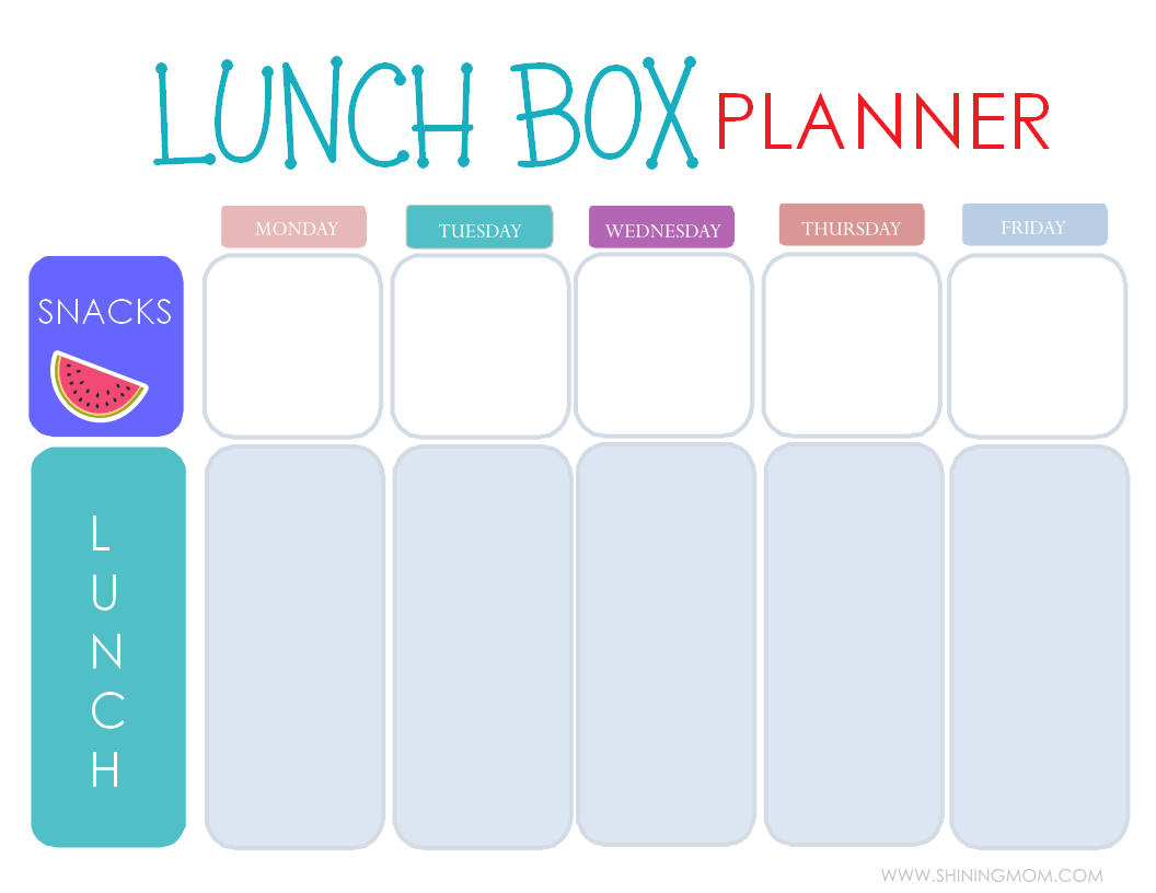 Free Printable: Easy 5-day Lunchbox Planner