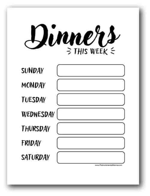 Blank Dinner Menus For Home