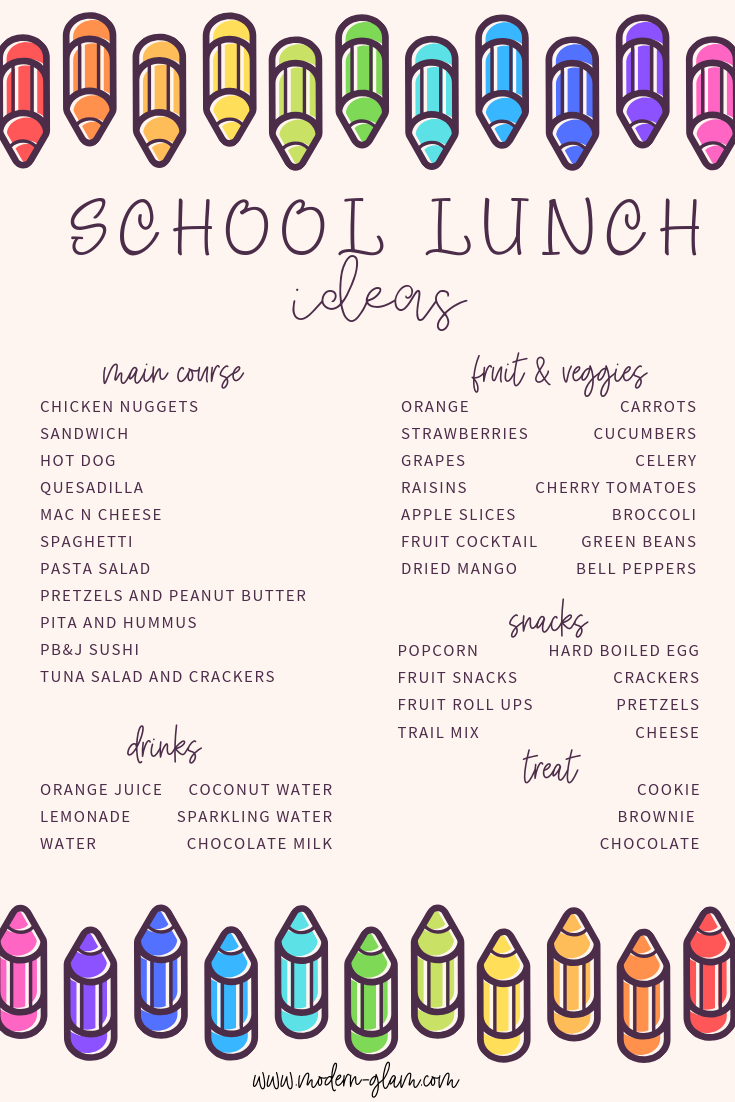 School Lunch Ideas for a Whole Month - Recipes - Modern Glam