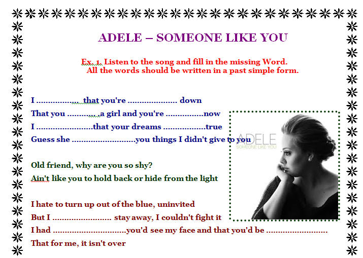 printable lyrics adele someone like you