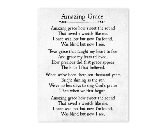 Amazing Grace Lyrics Print, Christian Wall Art Decor, Amazing Grace Wall  Art, Modern Farmhouse Decor, Large Wall Art, Unframed
