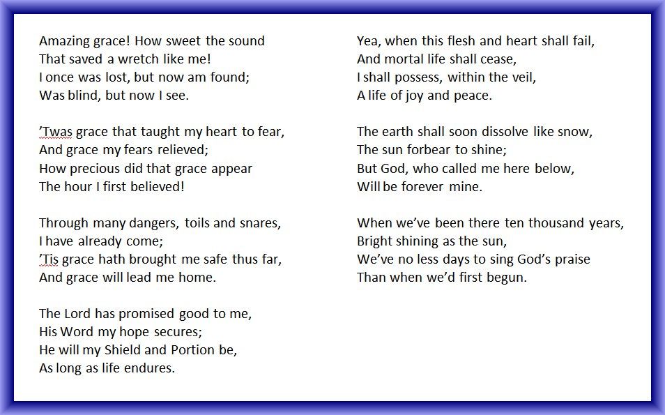 printable lyrics amazing grace