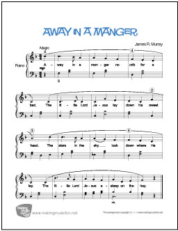 Away in a Manger - Free Easy Piano Sheet Music - Bluebird Music ...