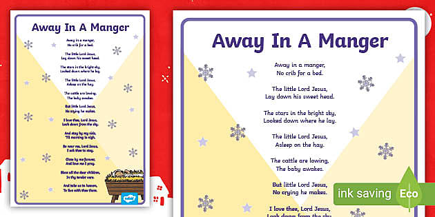 printable lyrics away in a manger