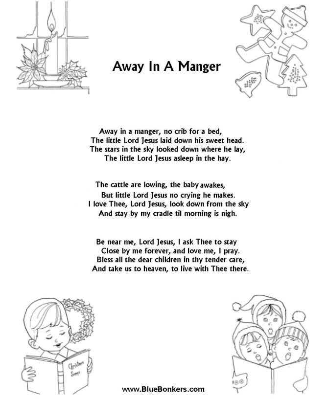 printable lyrics away in a manger