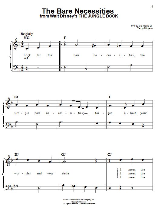 Terry Gilkyson The Bare Necessities (from The Jungle Book) Music Notes