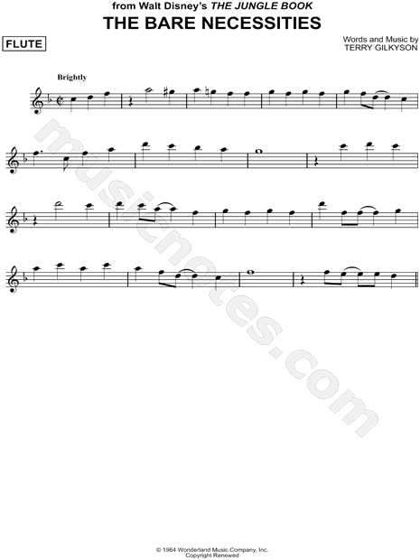 The Bare Necessities" from The Jungle Book Sheet Music (Flute ...