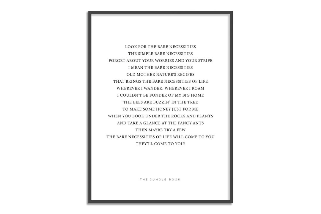Bare Necessities Lyrics Print  
