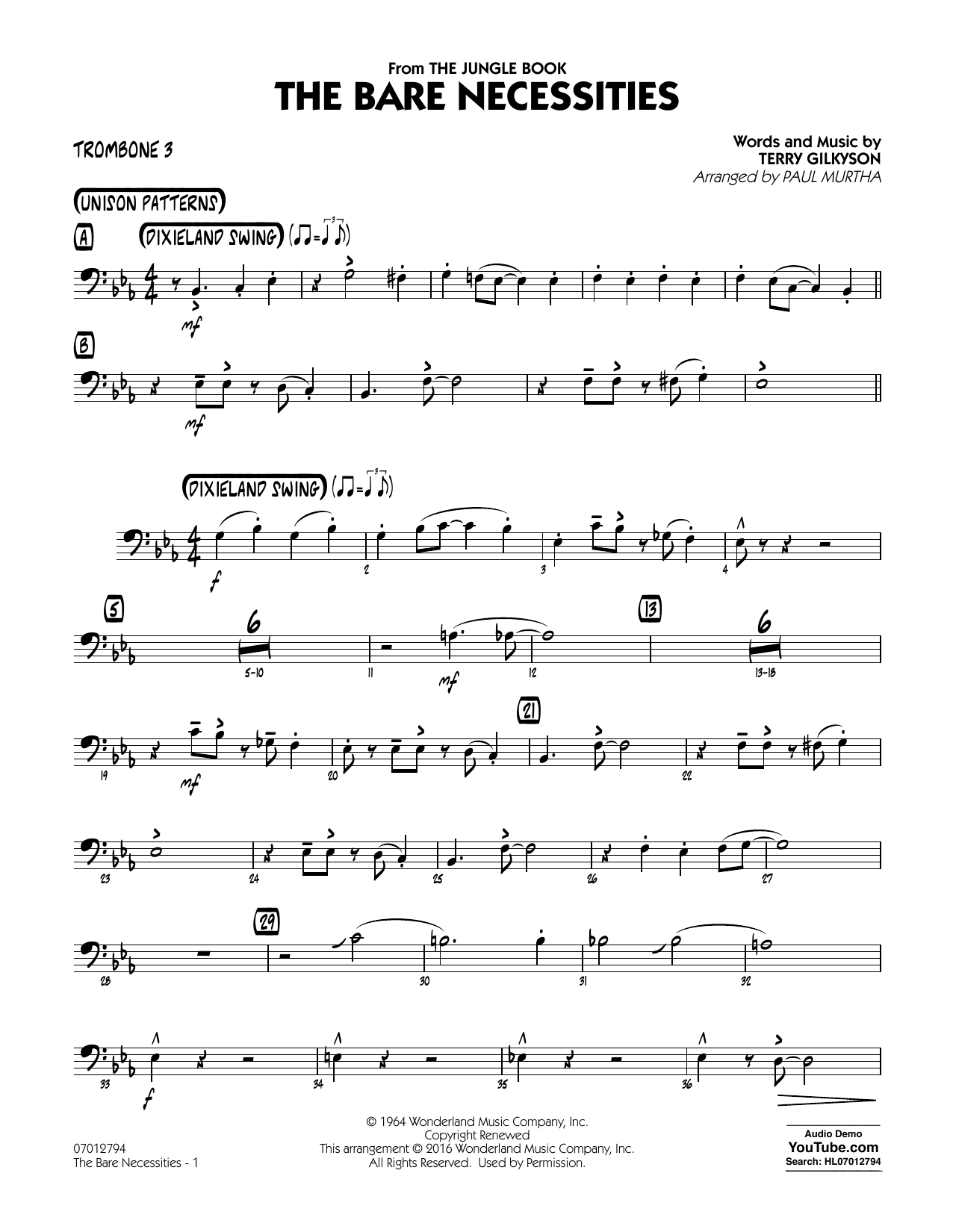 printable lyrics bare necessities