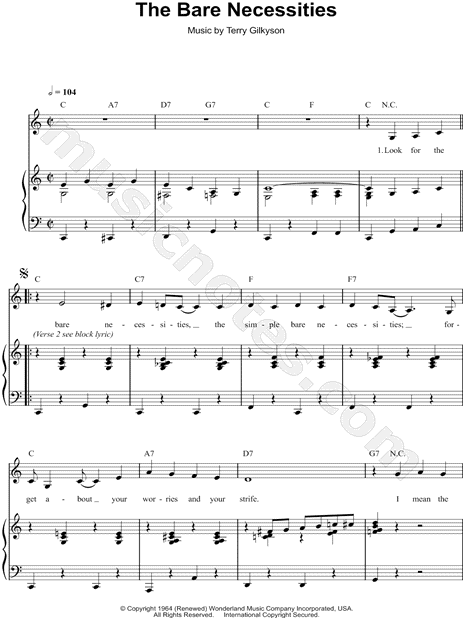 The Bare Necessities (from The Jungle Book) - Guitar Sheet Music ...