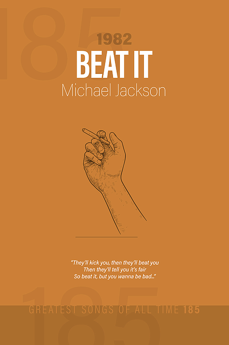 Beat It Michael Jackson Minimalist Song Lyrics Greatest Hits of All Time  185 Greeting Card