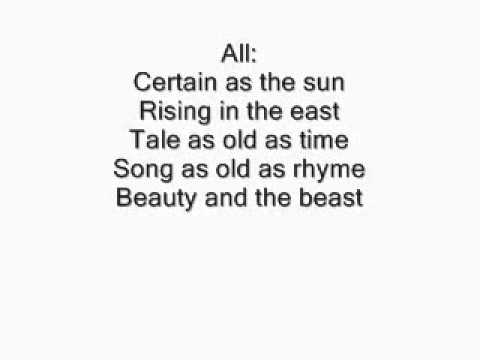 printable lyrics beauty and the beast