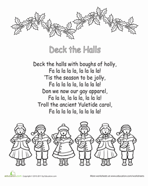 printable lyrics deck the halls