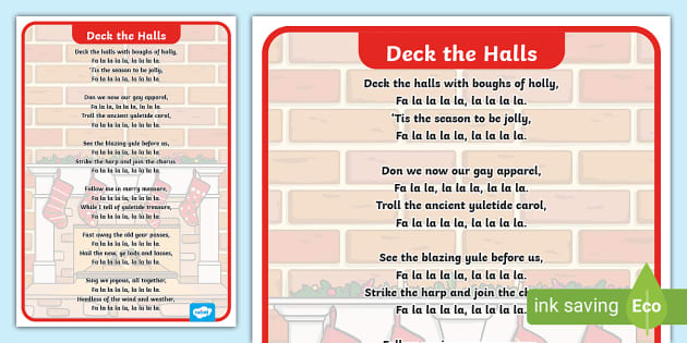 printable lyrics deck the halls