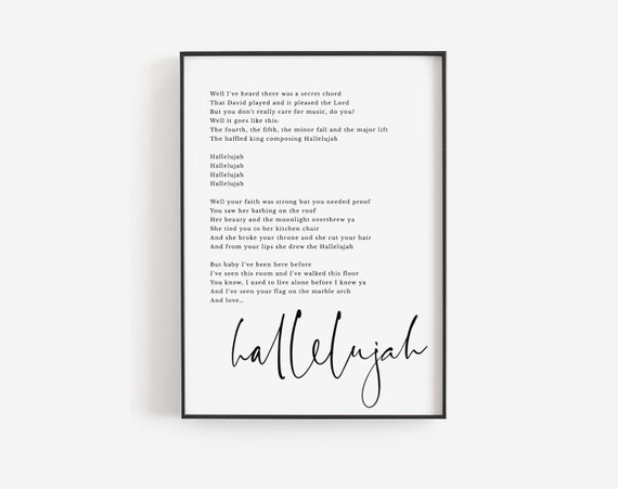 printable lyrics for hallelujah
