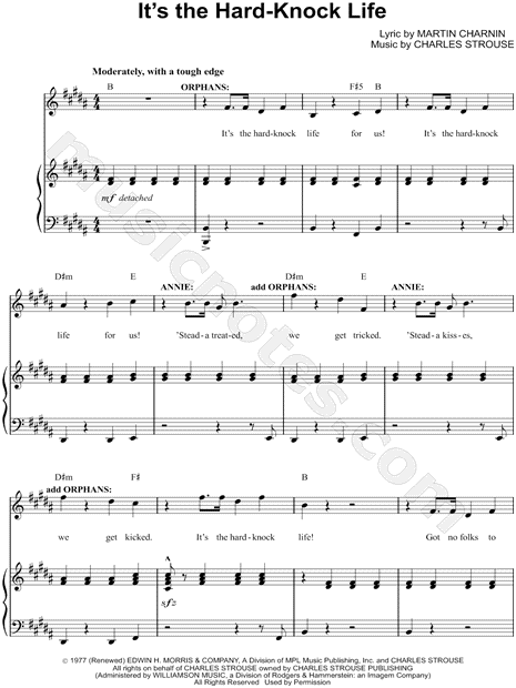 printable lyrics for it a hard knock life