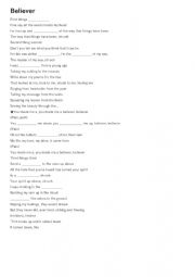Believer by Imagine Dragons Lyrics Fill in the Blanks - ESL ...