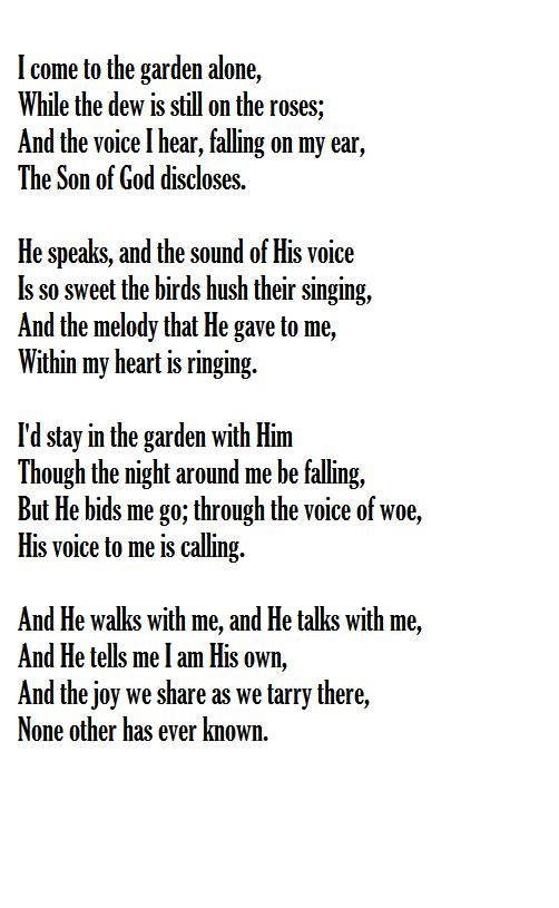 printable lyrics in the garden