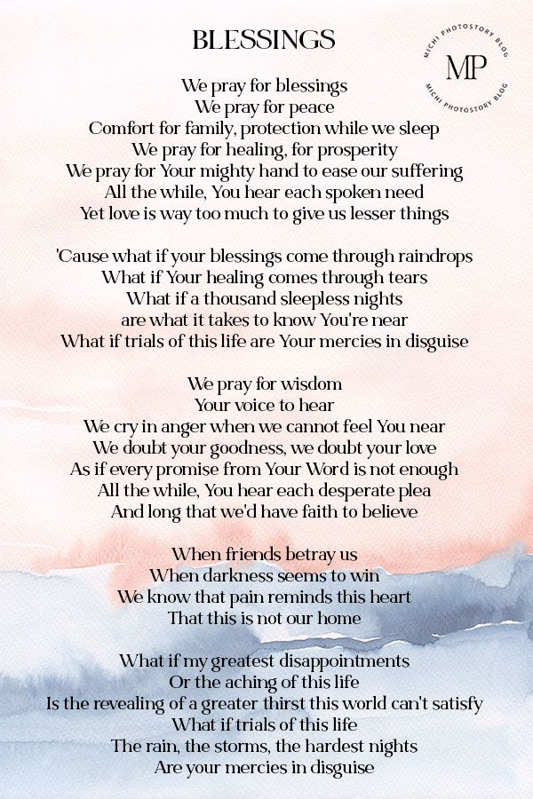 printable lyrics laura story blessings