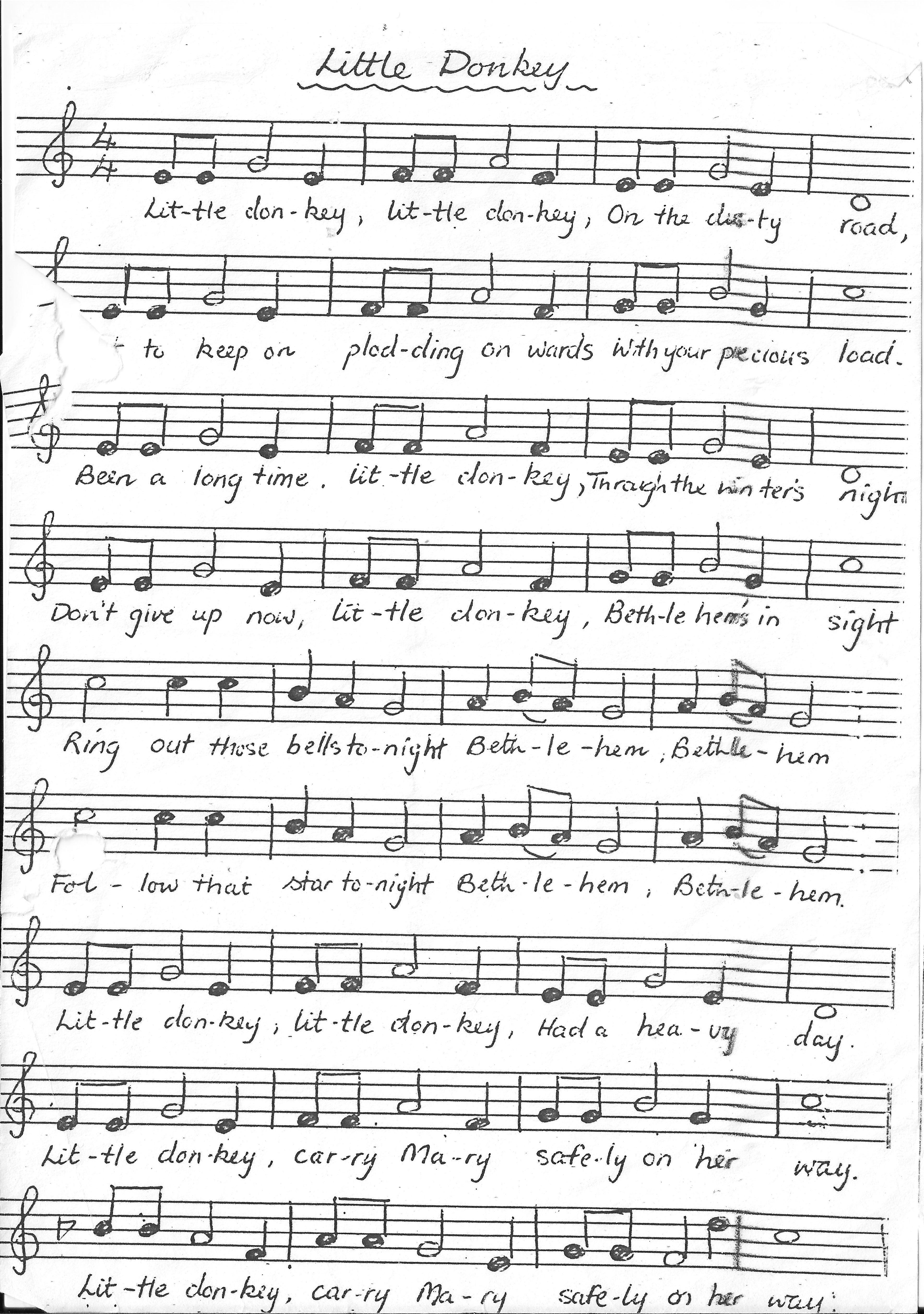 printable lyrics little donkey