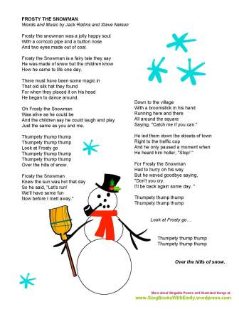 printable lyrics of frosty the snowman