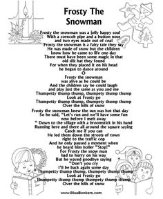 printable lyrics of frosty the snowman