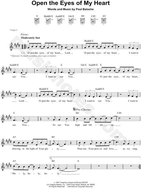 printable lyrics open the eyes of my heart