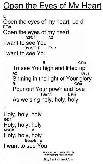 printable lyrics open the eyes of my heart